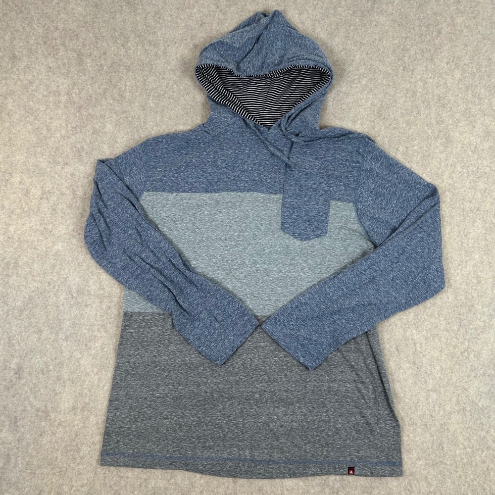 Airwalk Hooded T-Shirt Mens‎ Large Blue Colorblock Long Sleeve Pocket Tee